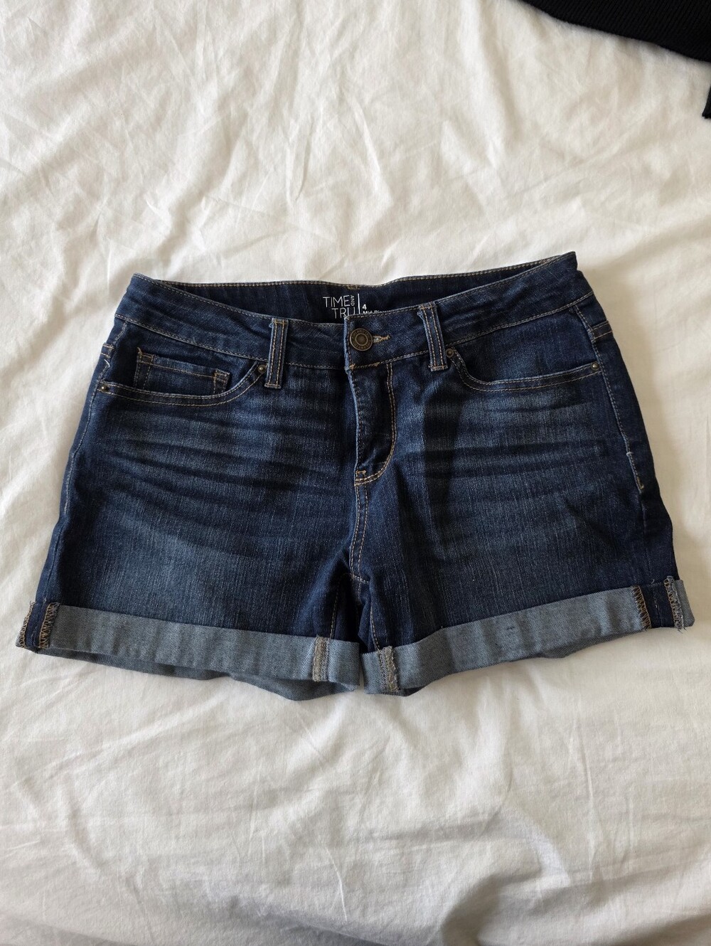 Time and Tru Indigo Roll-Cuff Denim Shorts